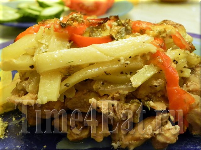 Свинина запеченная под овощами