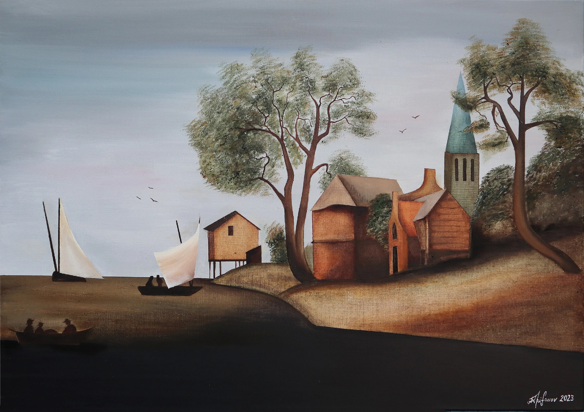© Александр Трифонов. На реке в июне. Холст, масло. 70 x 100 см.