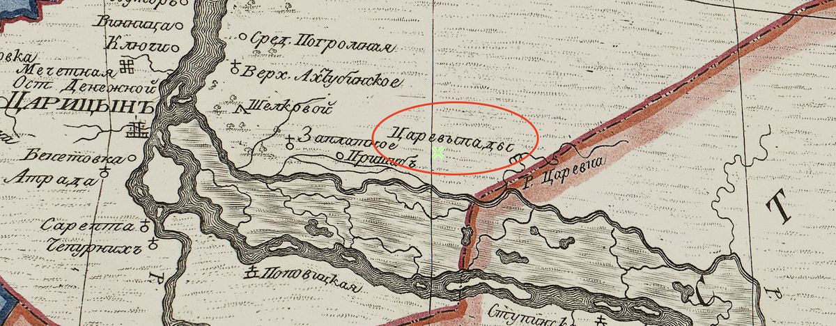 Фрагмент карты Саратовской губернии из атласа Вильбрехта, 1800 г.