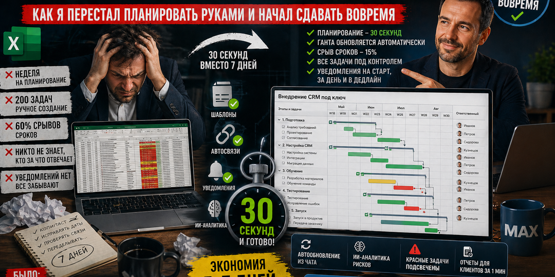 📊 «Excel убивает проекты. Как я перестал планировать руками и начал сдавать вовремя»