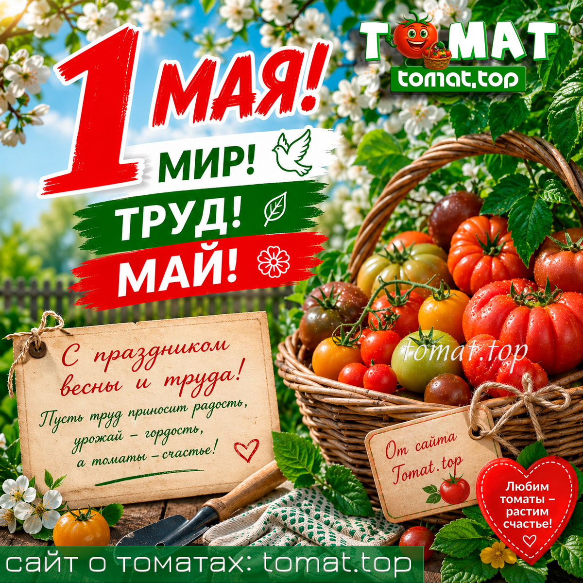 С 1 Мая! С Праздником Весны и Труда!  🌷🎈🍅