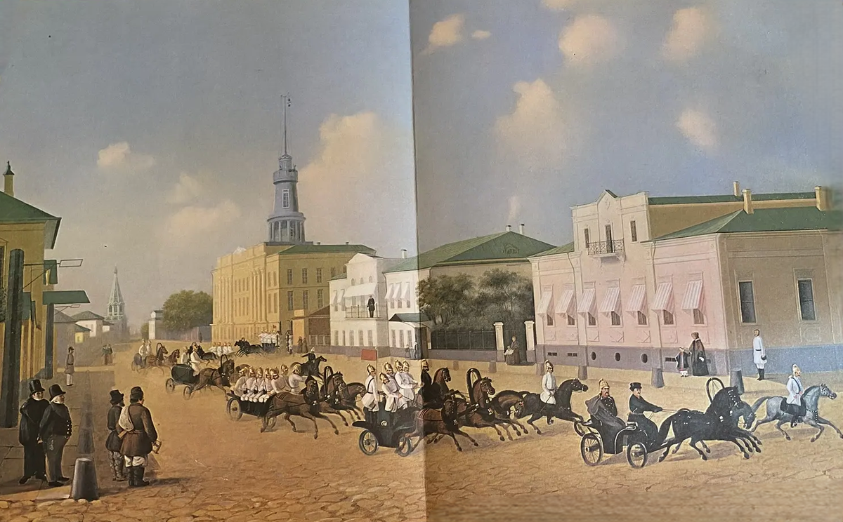 Москва. Выезд пожарной команды, Пречистенской части. 1840-е годы, Масло, холст. 95X145 
Из центрального хранилища Государственного музейного фонда в 1926 году Государственный Исторический музей