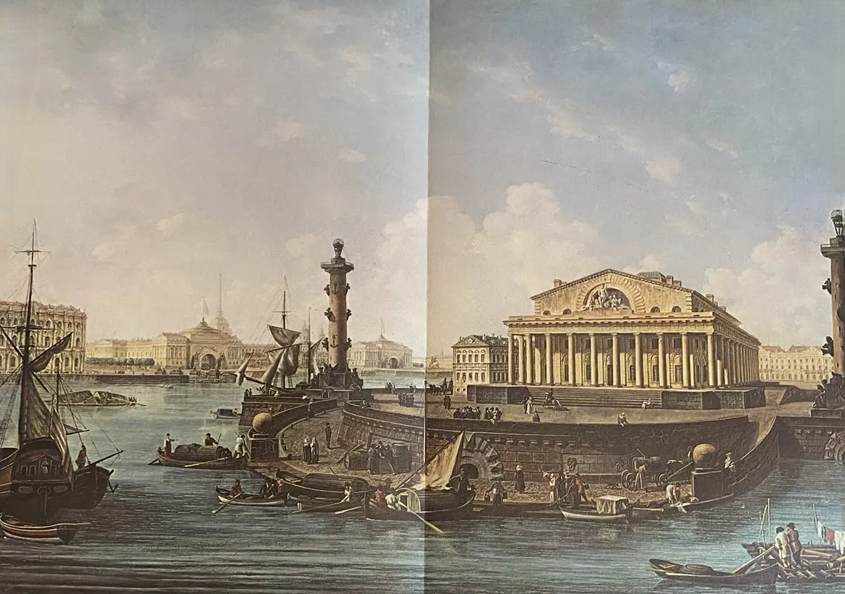 Федор Яковлевич Алексеев (1753-1824) Петербург. Вид на Биржу и Адмиралтейство от Петропавловской крепости. 1810. Вариант Масло, холст. 62×101 Государственная Третьяковская галерея