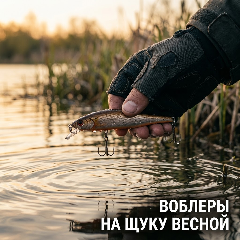 Воблер минноу в руке рыбака