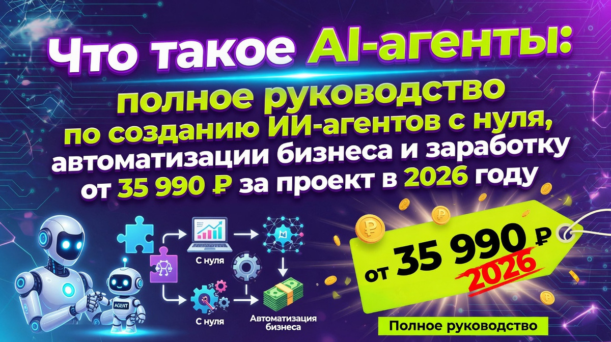 Начни зарабатывать с нуля на создании ИИ-агентов от 35 990 рублей за проект уже через 6 дней