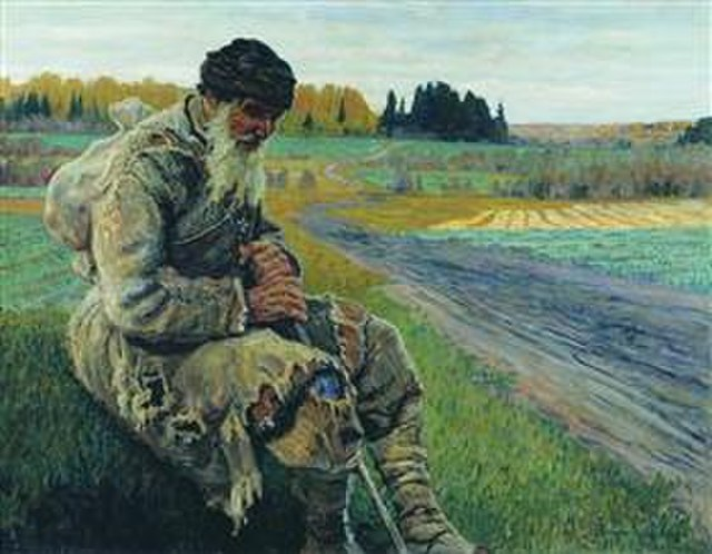 Крестьянин. Картина Николая Богданова-Бельского, датированная до 1941 года.