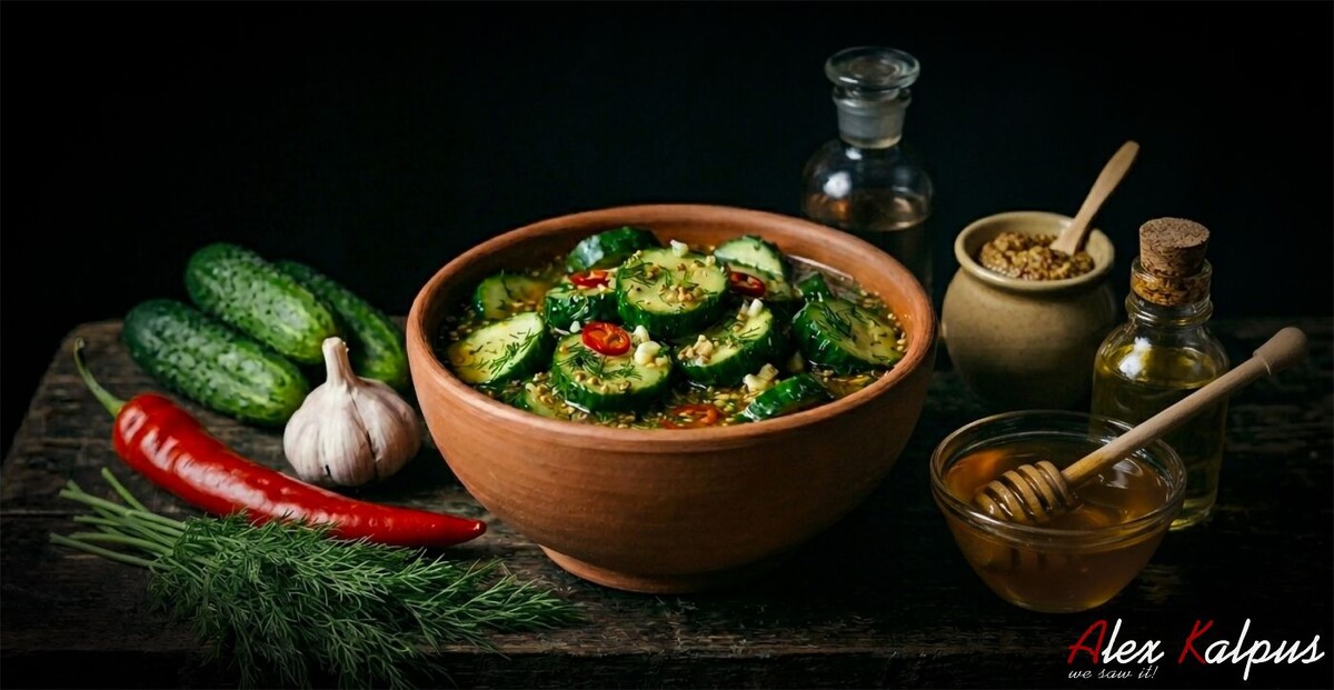Грузинские маринованные огурцы с медом и горчицей - быстро и просто даже в полевых условиях