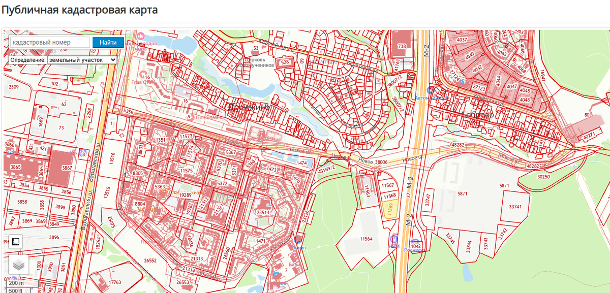 Данные с публичной кадастровой карты https://ik1map.roscadastres.com/map