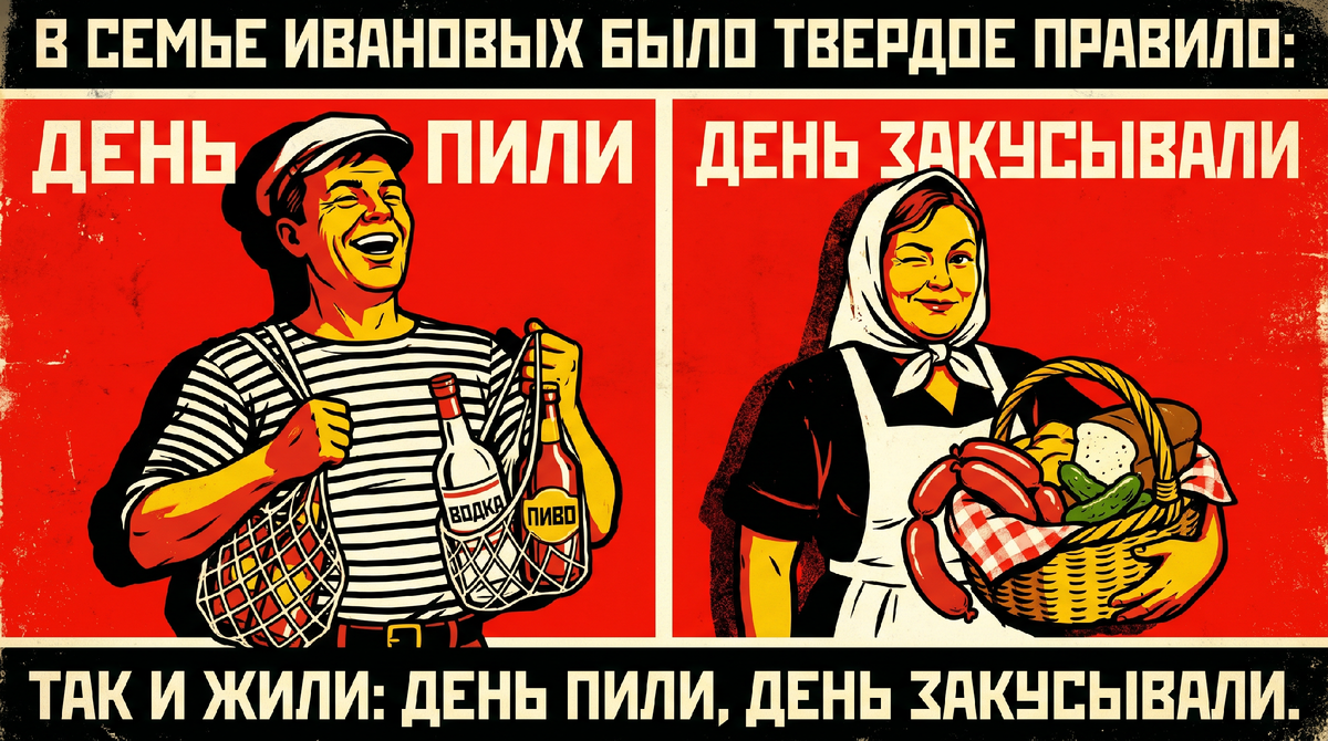 Так и жили, день пили, день закусывали