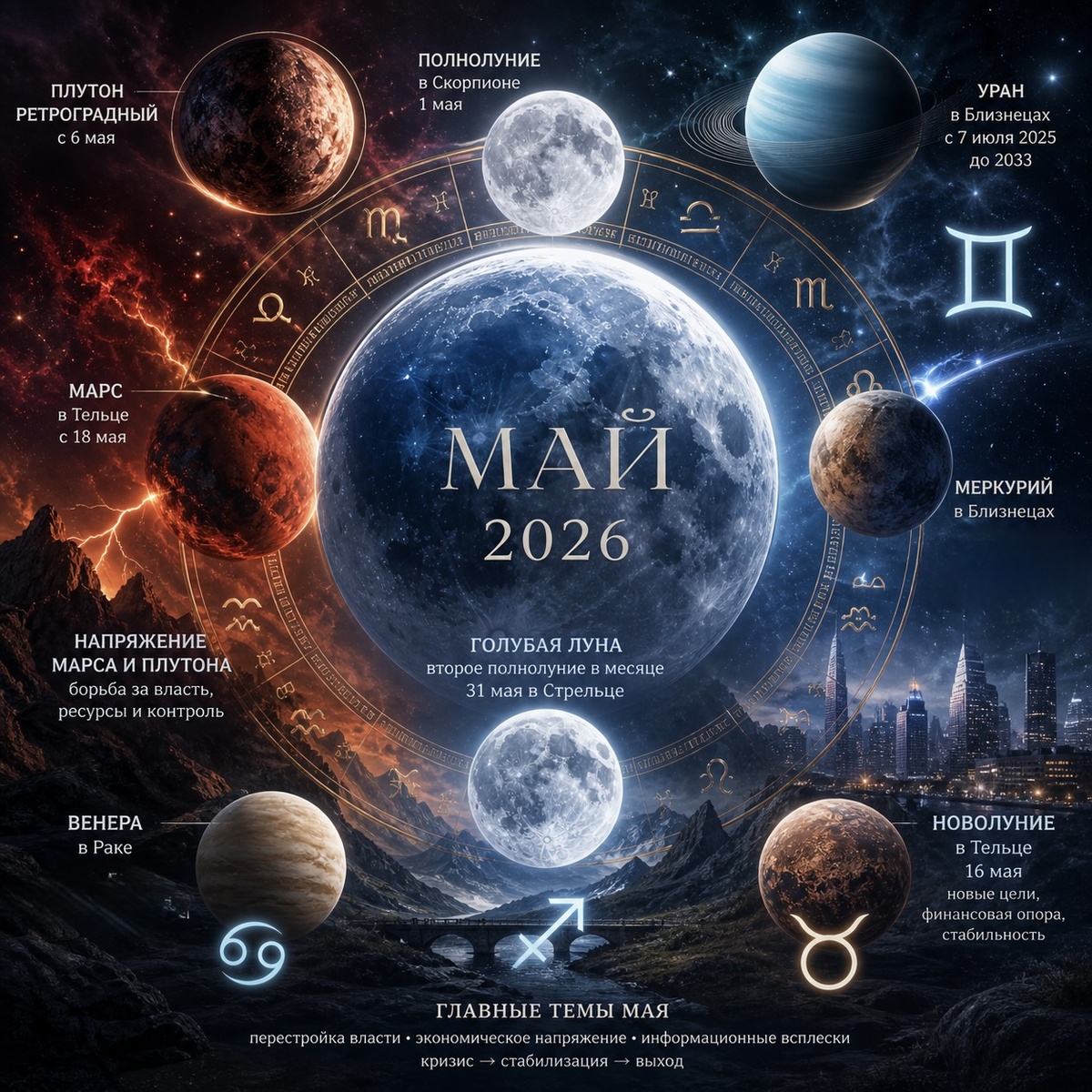 Астропрогноз на Май 2026. Астролог Екатерина Юдина 
