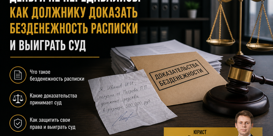 ДЕНЬГИ НЕ ПЕРЕДАВАЛИСЬ: КАК ДОЛЖНИКУ ДОКАЗАТЬ БЕЗДЕНЕЖНОСТЬ РАСПИСКИ И ВЫИГРАТЬ СУД