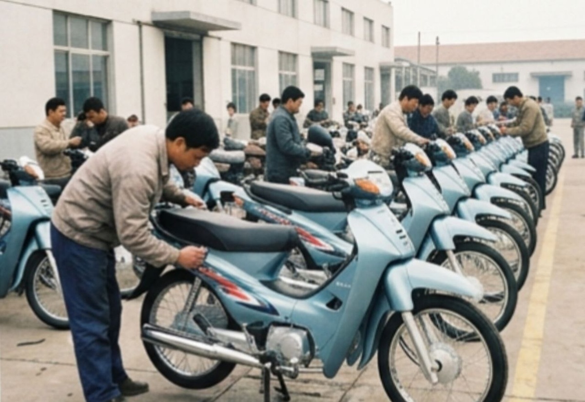 2. Эпоха мотоциклов (1994–1996)
​Прежде чем строить машины, Geely научилась делать два колеса. В 1994 году Ли Шуфу выкупил государственную компанию, находившуюся в упадке, и начал выпускать мотоциклы.
​«Автомобиль — это просто четыре колеса, руль и пара диванов», — так дерзко (и наивно) заявлял Ли Шуфу в те годы.
​К 1996 году Geely выпускала более 200 000 мотоциклов и скутеров в год, став серьезным игроком в Китае.