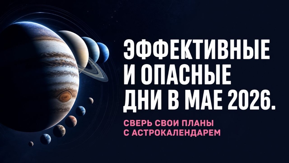 Астрологический календарь на май 2026: эффективные и опасные дни месяца. Гороскоп на май 2026 для всех знаков зодиака.