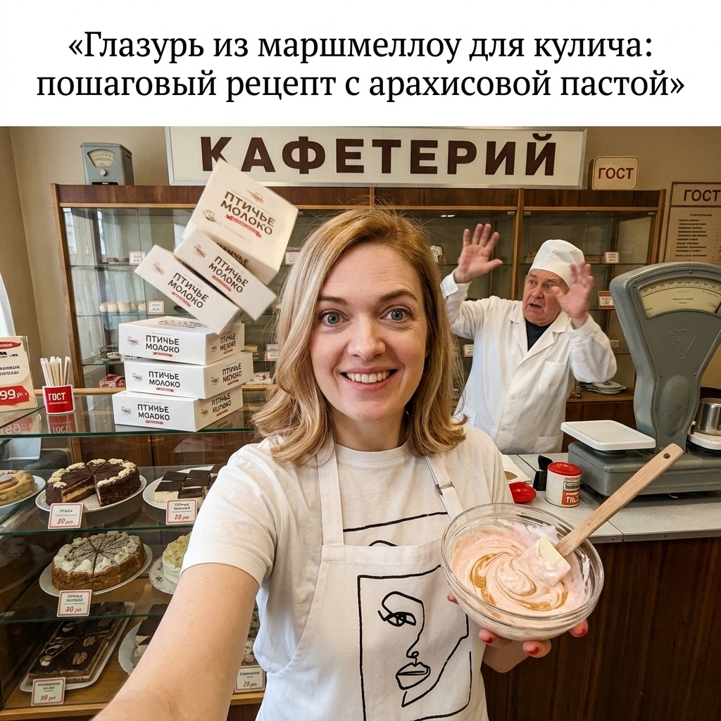    Тягучая глазурь из маршмеллоу с добавлением арахисовой пасты для украшения кулича admin