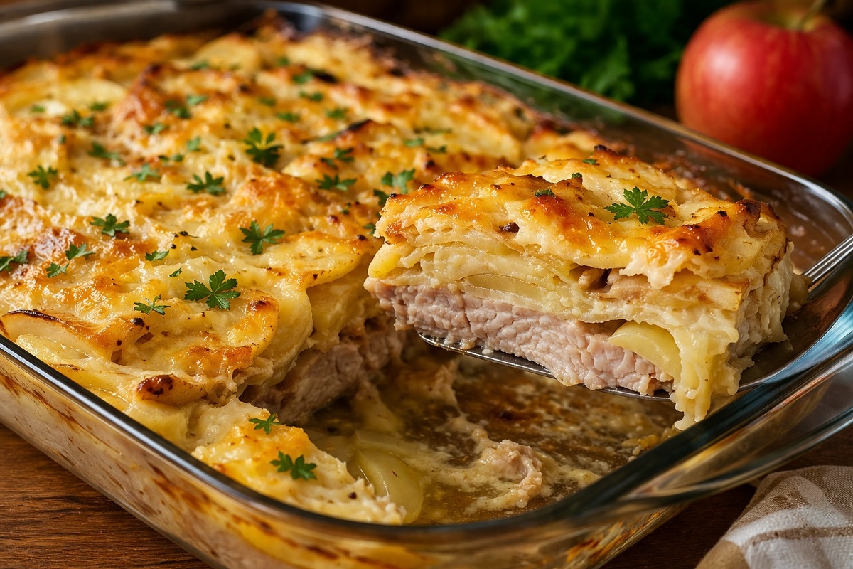 Сочная свинина с яблоками в духовке