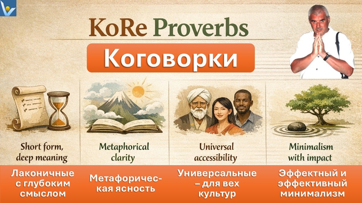 Коговорки (KoRe Proverbs) - краткое и простое изложение сути сложных тем в виде поговорок. Автор: Вадим Котельников