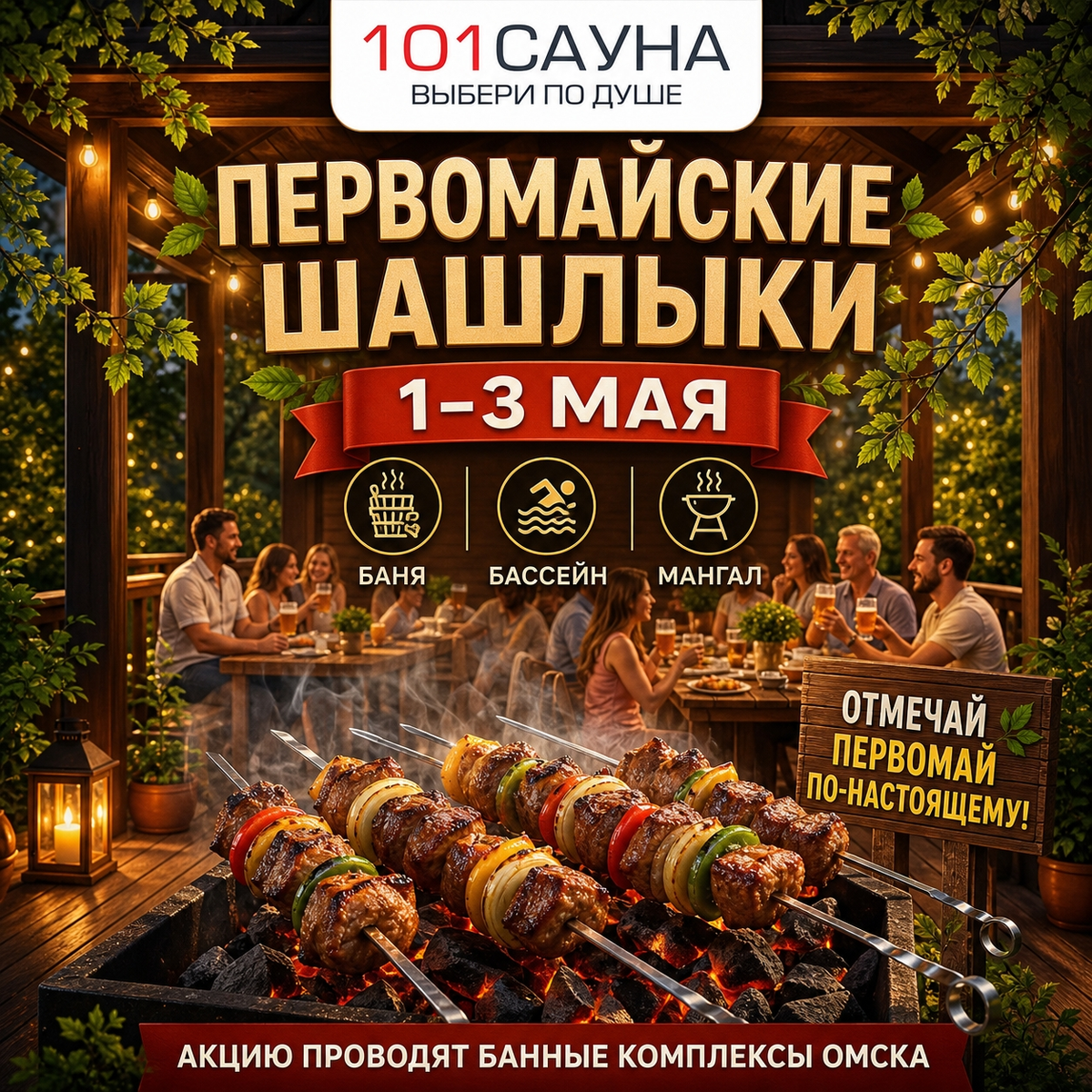 Шашлычный первомай в Омске: баня + мангал = идеальный майский уикенд