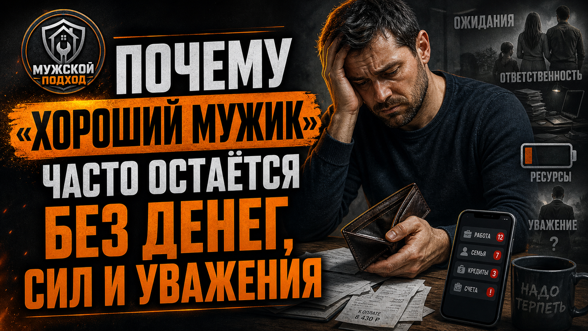 Почему “хороший мужик” часто остаётся без денег, сил и уважения