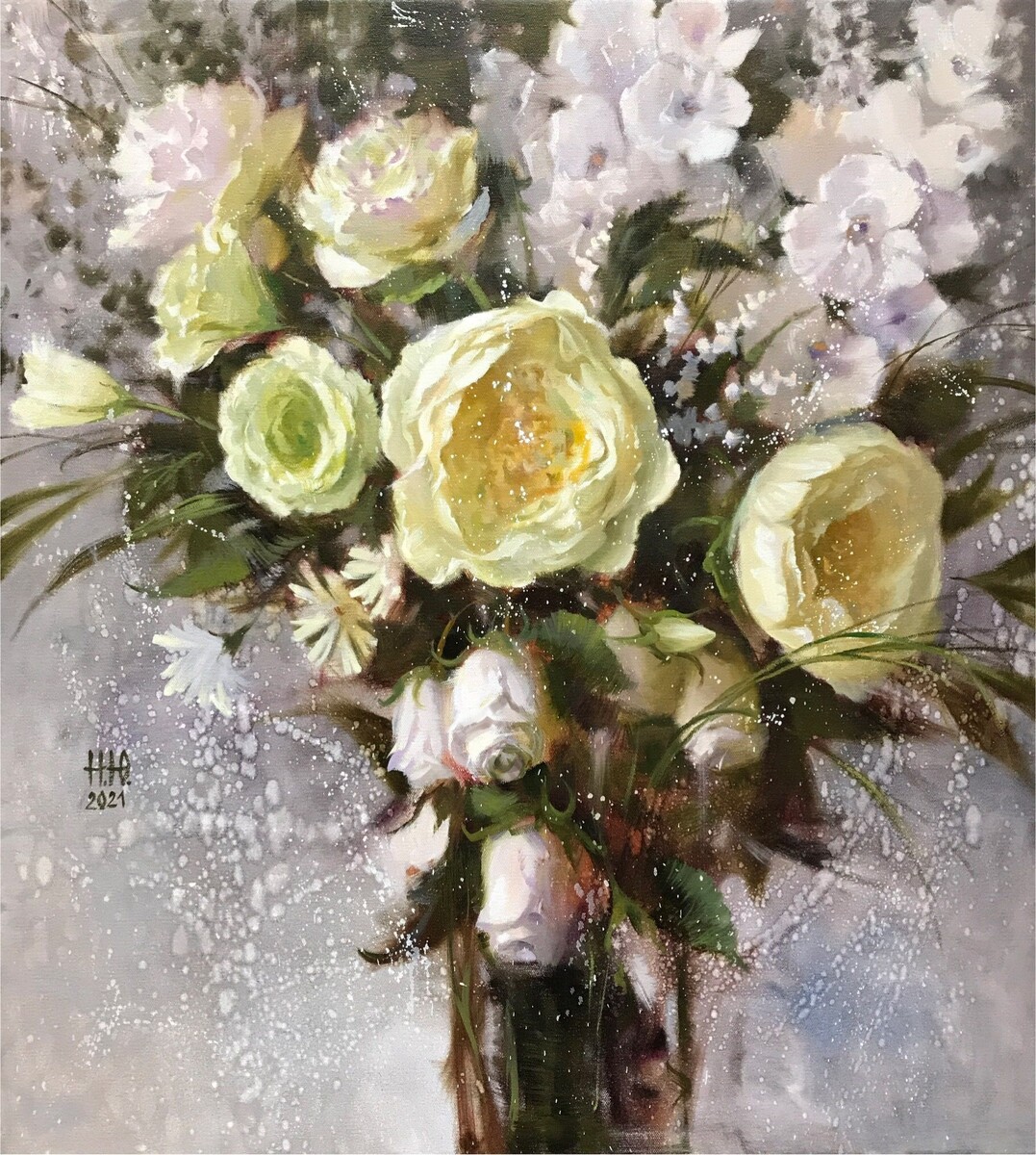 © Юлия Непокрытая. Белая мелодия. Холст, масло.100 x 90 см. 2021.