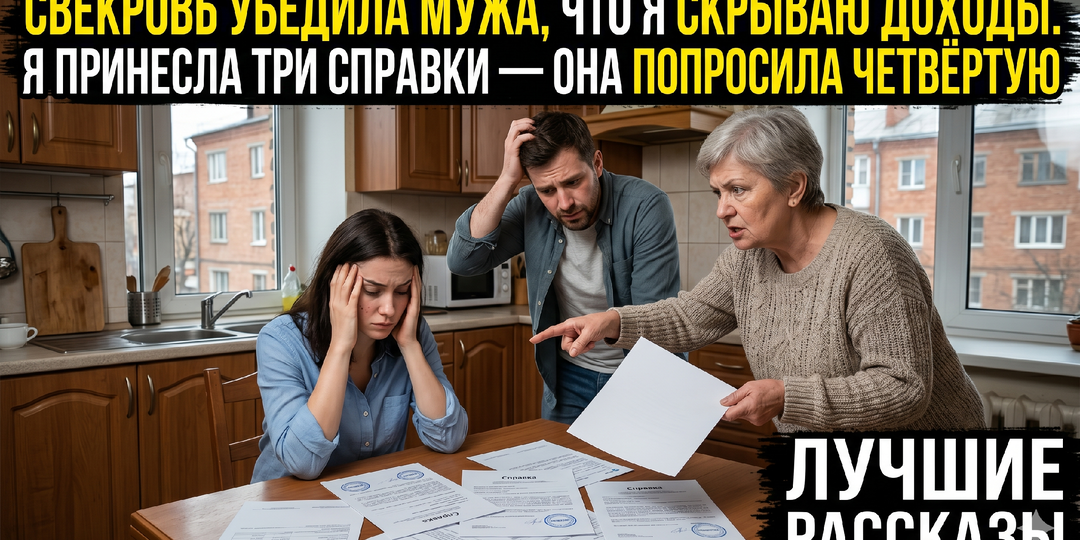 Свекровь убедила мужа что я скрываю доходы. Я принесла три справки — она попросила четвёртую