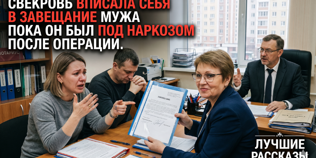 Свекровь вписала себя в завещание мужа пока он был под наркозом после операции. Нотариус потребовалобъяснений