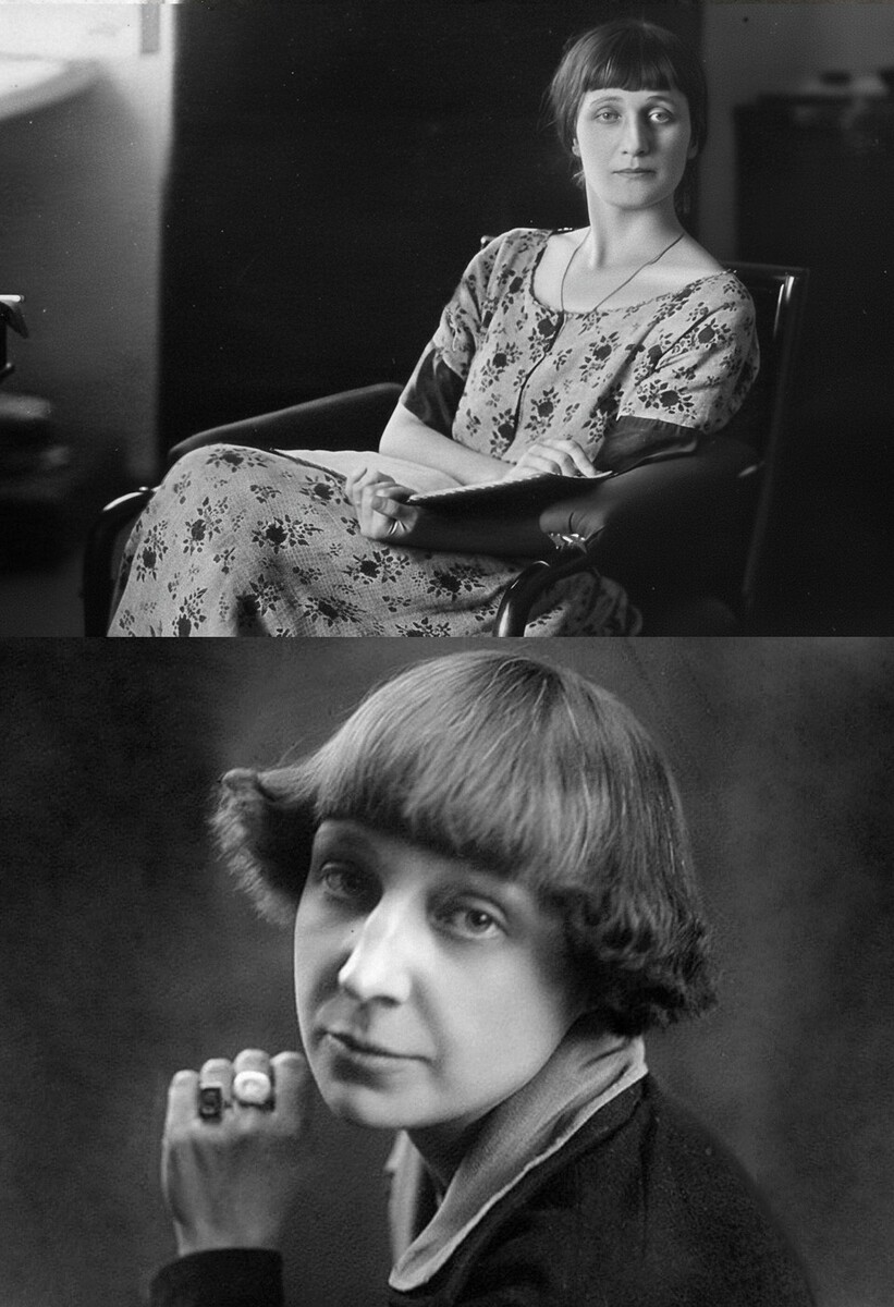 Анна Ахматова (сверху) и Марина Цветаева - глыбы серебряного века русской поэзии, удивительно похожие внешне и судьбами, словно под копирку срисованными друг с друга. 