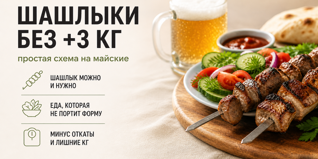 Как есть шашлыки на майские и не набрать лишнего? Простая схема без запретов