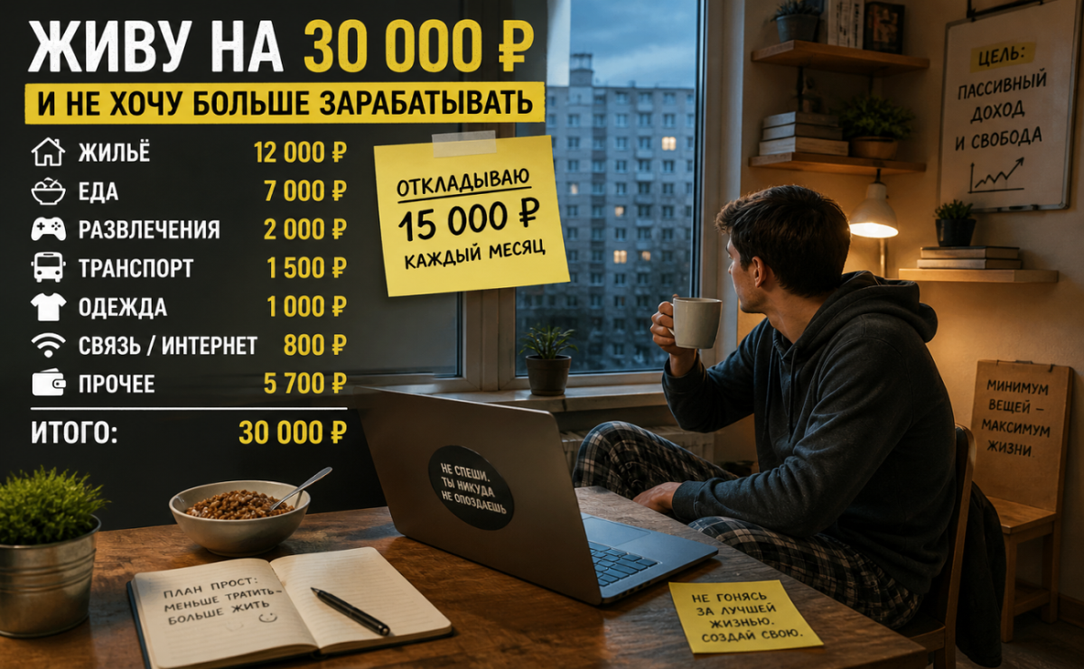 Как я живу на 30 000 ₽ в месяц и вообще не хочу больше зарабатывать