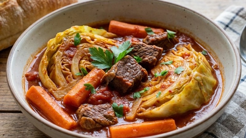 Капуста тушеная с мясом