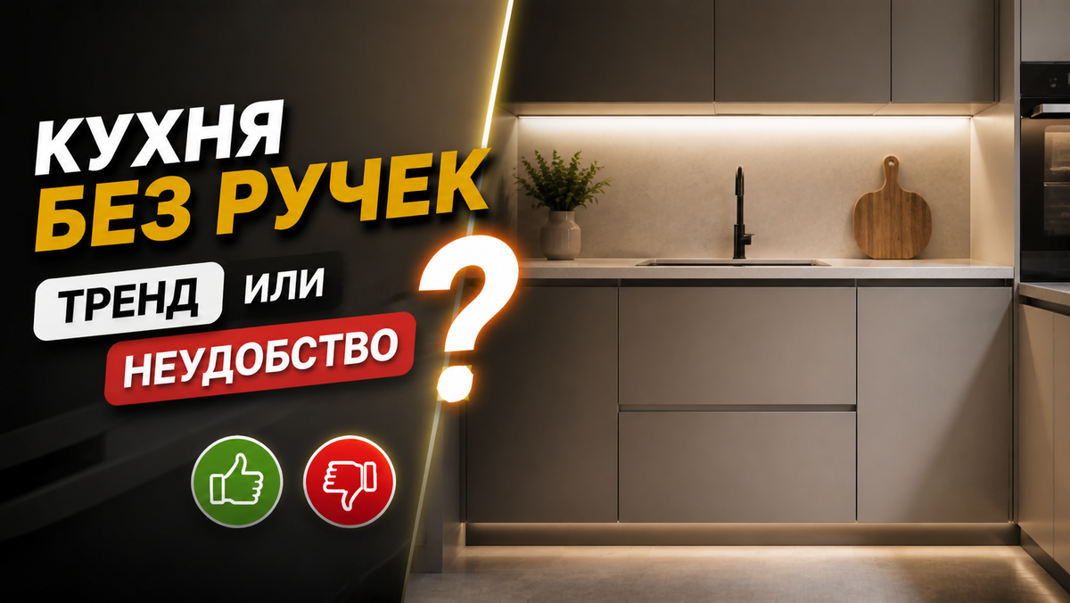 Кухня без ручек: тренд или неудобство? Разбираем на реальных примерах
