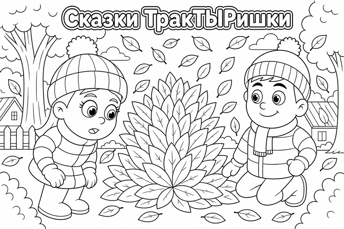 Раскраска «Сказки ТракТЫРишкИ. Деревенские истории» — добрая детская картинка для раскрашивания с весёлыми тракторами, деревенскими приключениями и сказочной атмосферой.Раскраска «Сказки ТракТЫРишкИ. Деревенские истории» — это детская чёрно-белая раскраска для распечатки по мотивам добрых сказок про весёлые тракторы, деревню, природу и сельские приключения. Такая раскраска для детей подойдёт для мальчиков и девочек, для детского сада, начальной школы, домашних занятий и творческого досуга. На раскраске изображён сказочный деревенский мир ТракТЫРишкИ: добрые герои, тракторы Тыр-Тыр и Ляля, уютная деревня, поля, домики, деревья, цветы, животные и весёлые деревенские истории. Ребёнок сможет раскрасить картинку, придумать свою сказку, развить фантазию, внимание, мелкую моторику и любовь к творчеству.
Детская раскраска «Сказки ТракТЫРишкИ. Деревенские истории» отлично подходит для печати на принтере. Её можно скачать, распечатать и использовать как раскраску про трактор, раскраску про деревню, раскраску по сказке, раскраску с героями мультфильма, раскраску для малышей и детей дошкольного возраста. Это добрая развивающая картинка для раскрашивания, которая помогает ребёнку познакомиться с миром сельской жизни, добрыми сказками, весёлыми персонажами и приключениями в деревне.