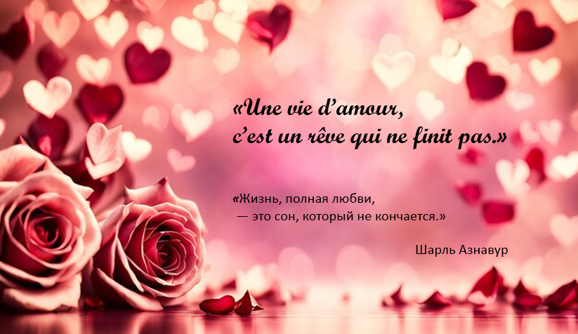 Цитата из песни Шарля Азнавура "Une vie d’amour"