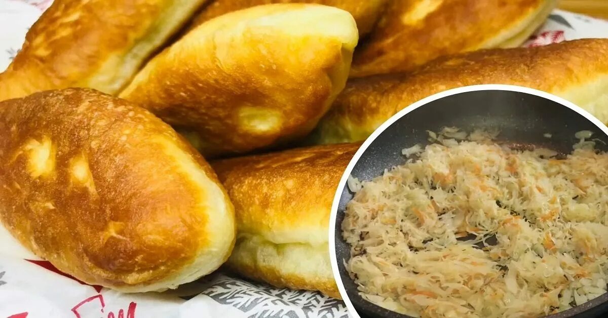 Пирожки с квашеной капустой и мясом.