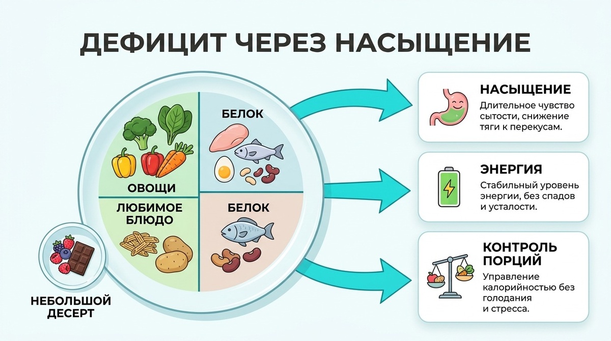 А ещё сытость помогает не жить в режиме "я всё время худею".