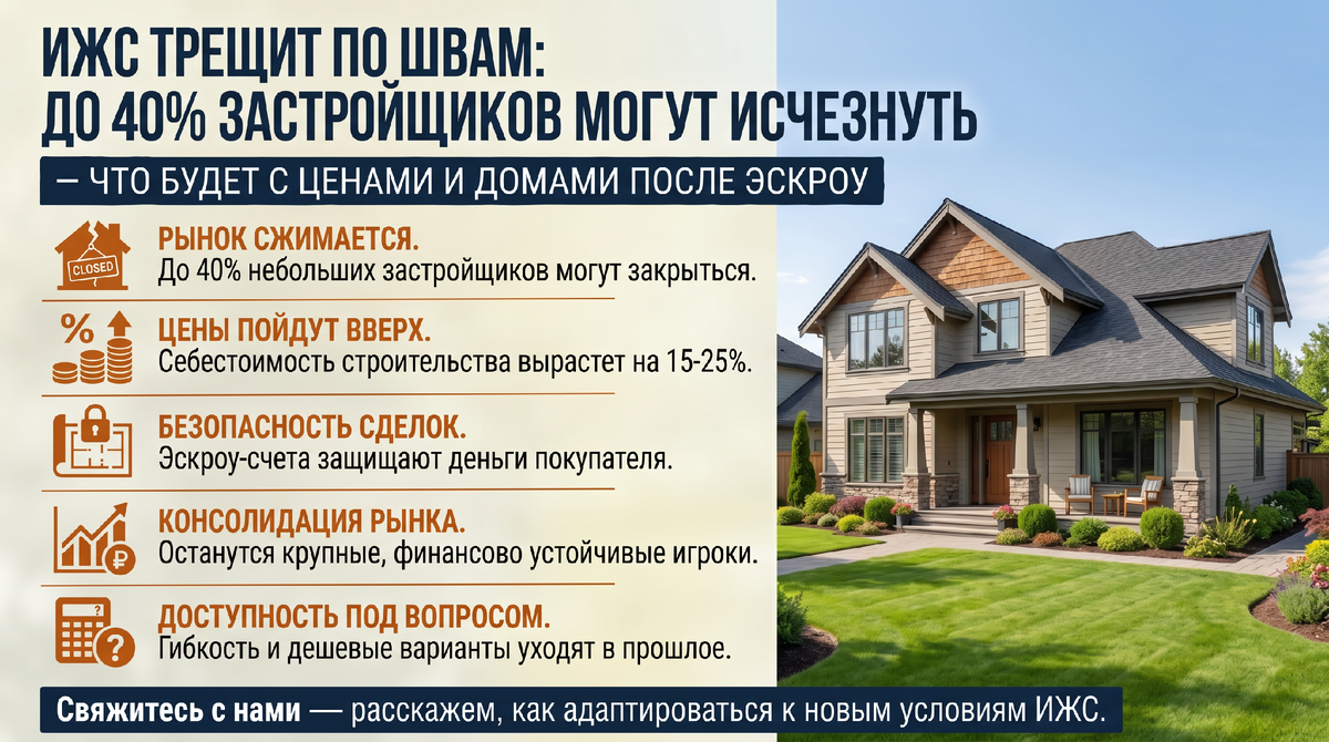 ИЖС трещит по швам: до 40% застройщиков могут исчезнуть — что будет с ценами и домами после эскроу