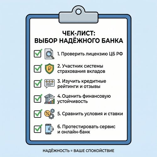 Чек лист: Выбор надежного банка.