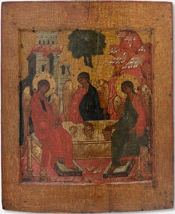 Икона Святой Троицы. Московская школа иконописи. XVI век / фото Christieʹs