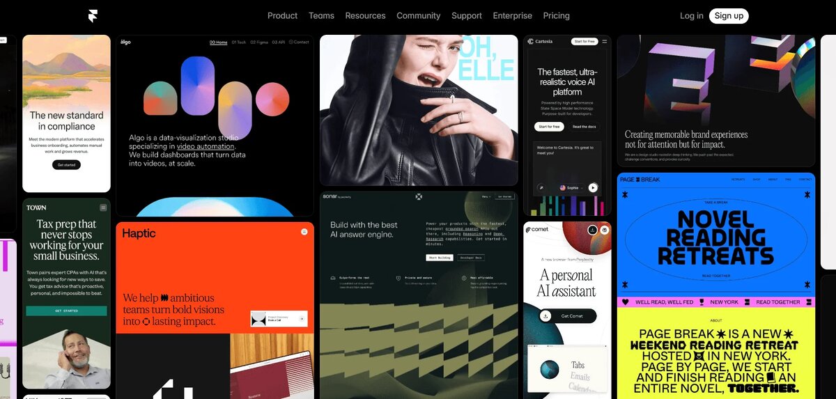 Пример бенто стиля в веб-дизайне – Framer