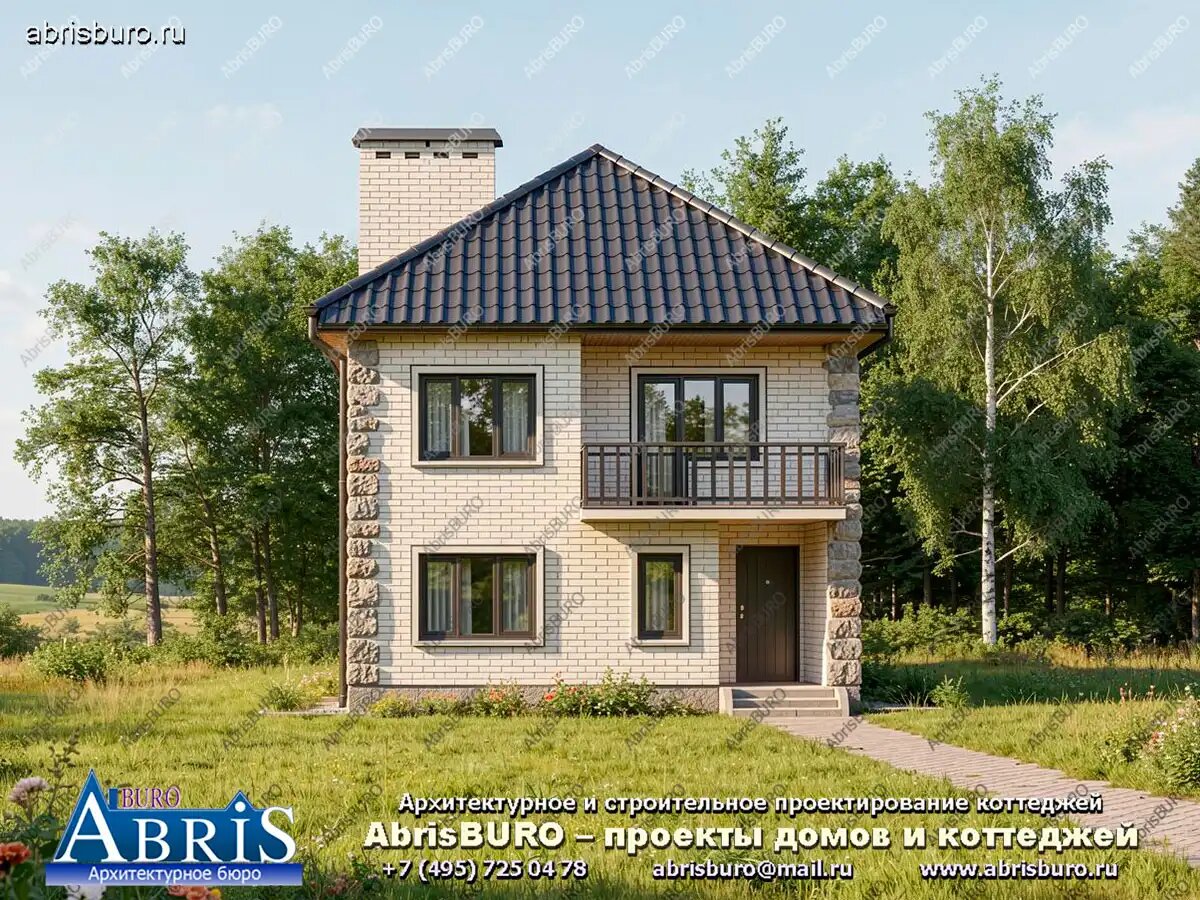 Визуализация главного фасада коттеджа