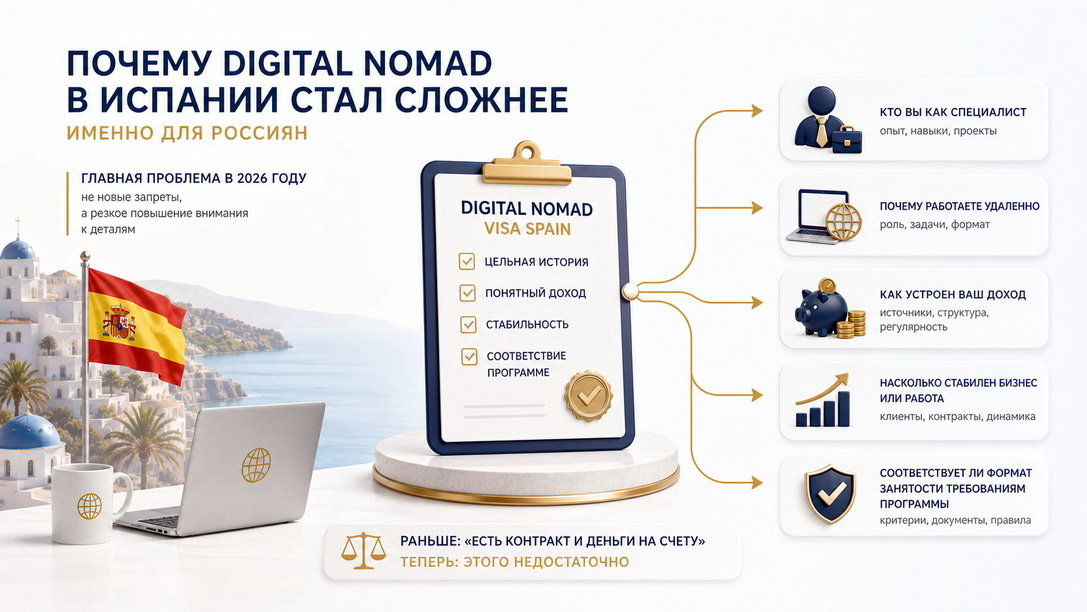 Digital Nomad Испания 2026 для россиян - изменения и риски