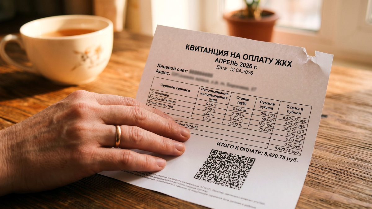 Квитанция за апрель 2026 года. Цифры напечатаны чётко, а на душе — не очень.