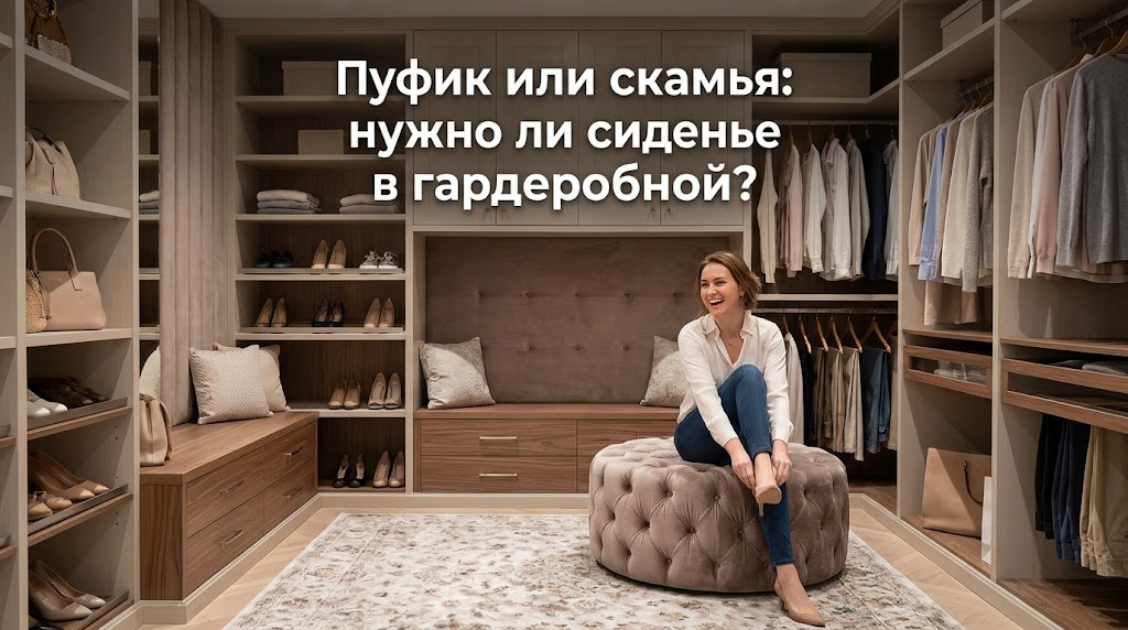    Выбор между пуфиком и скамьей для комфортной зоны переодевания. MDKUHNY