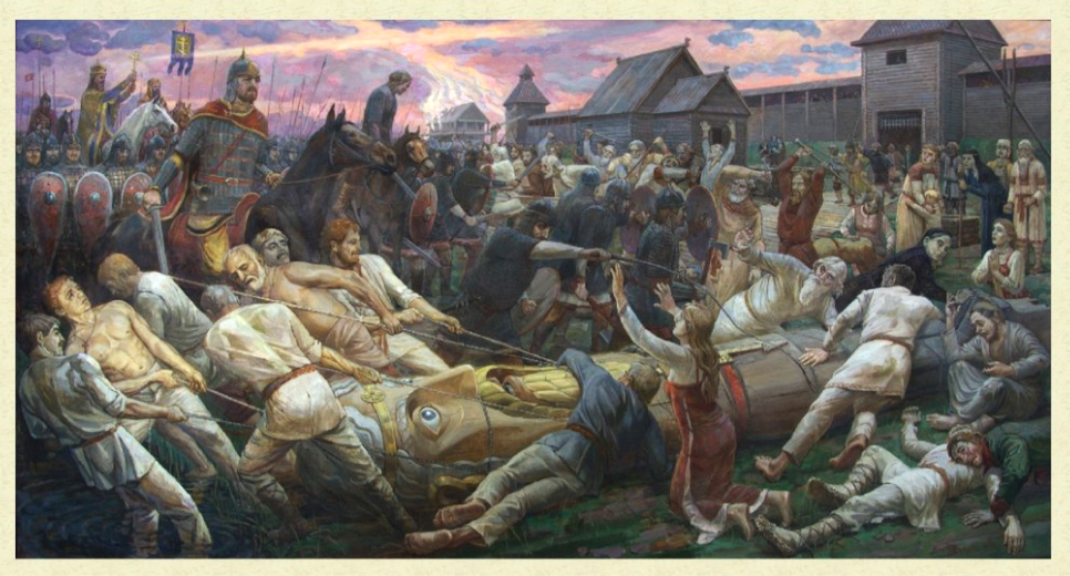 "Попрание древнерусских богов", холст, масло, 200х105 см., 2013 г.