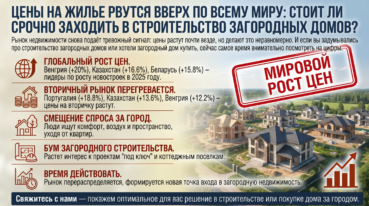 Цены на жилье рвутся вверх по всему миру. Стоит ли срочно заходить в строительство загородных домов, пока не стало поздно?