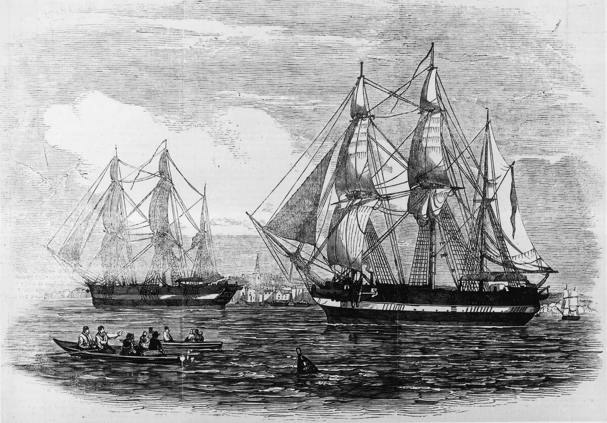 «Эребус» и «Террор», 1845 год.