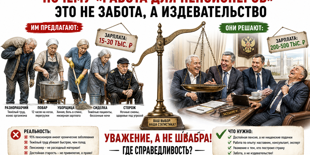Секретная методичка для чиновников: «работа для пенсионеров» — это не забота, а издевательство.