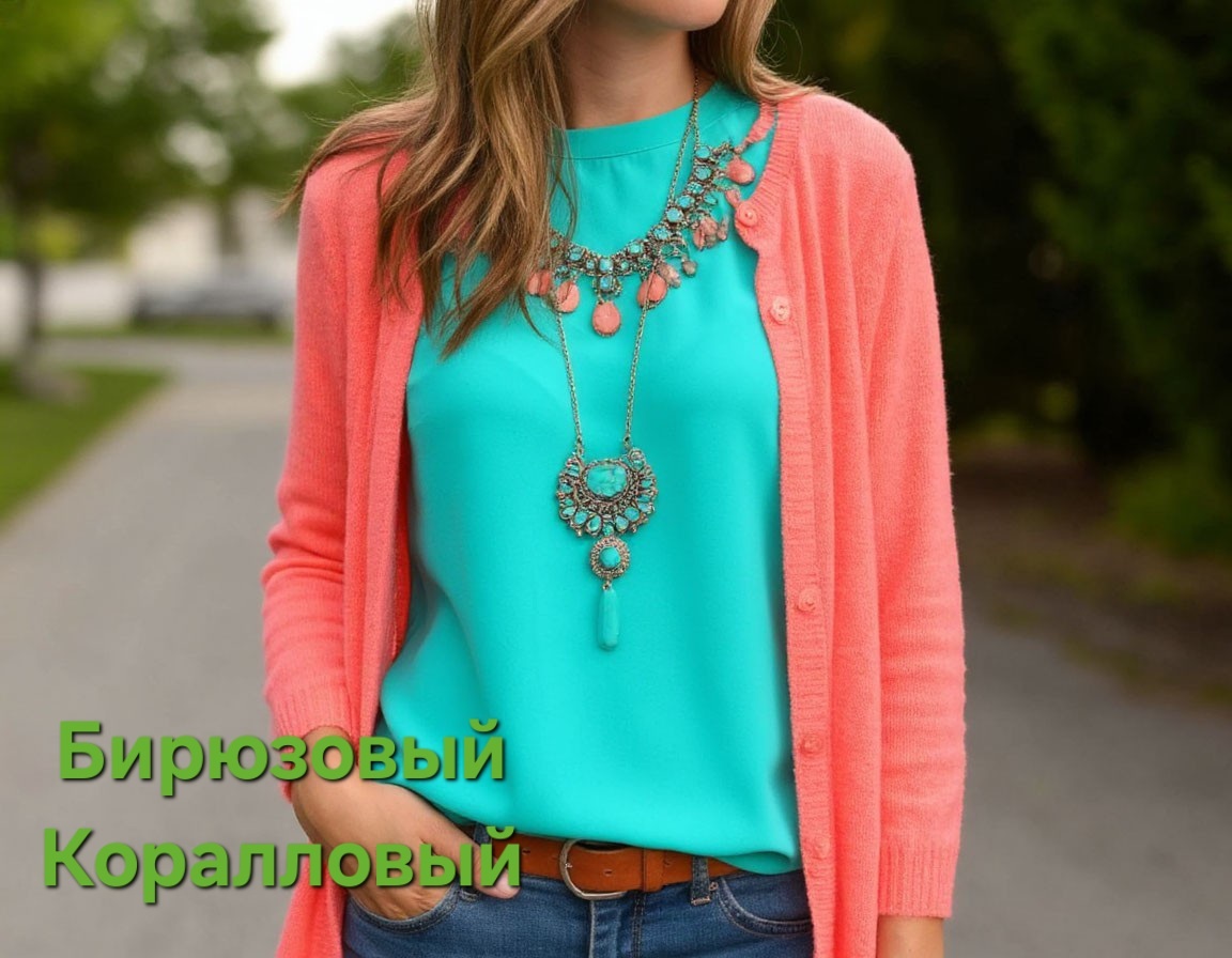 БИРЮЗОВЫЙ+КОРАЛЛОВЫЙ!