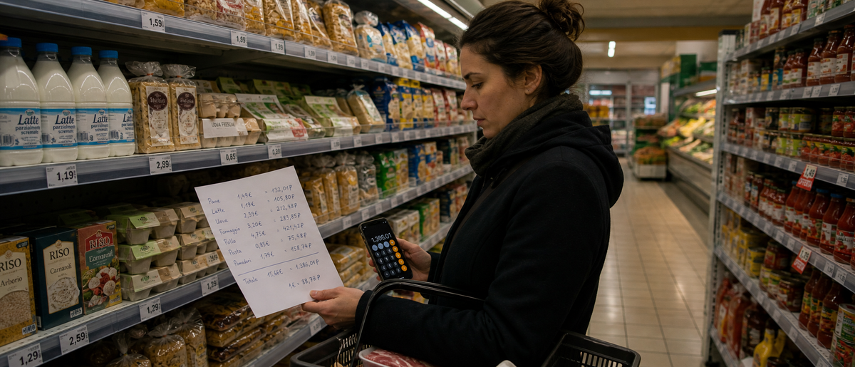 в Италии даже простой поход за продуктами может выглядеть приятно, но касса всё равно говорит без романтики