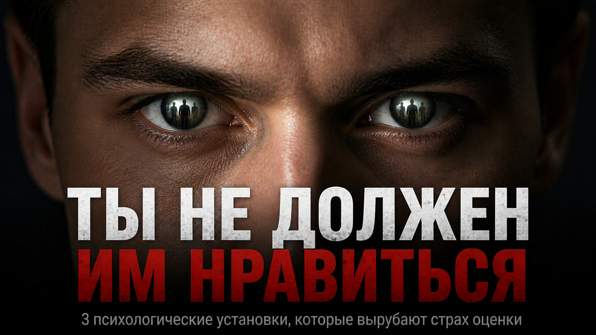 Крупный план глаз человека, в зрачках отражение трёх силуэтов.