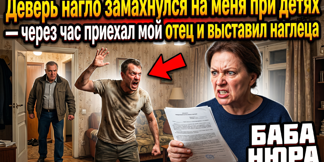 Деверь нагло замахнулся на меня при детях — через час приехал мой отец и выставил наглеца